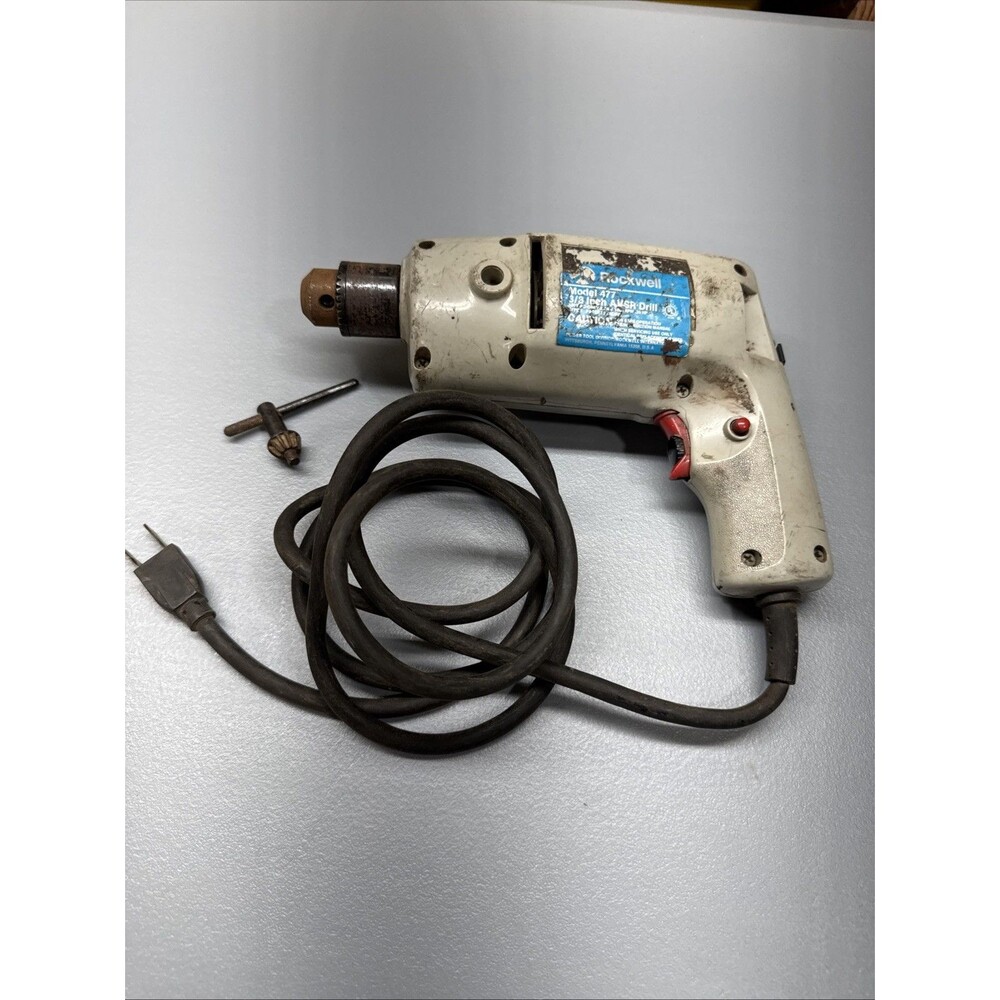 Rockwell Porta-Cable Model 477 3/8” AVSR Drill .25 HP Tested Working